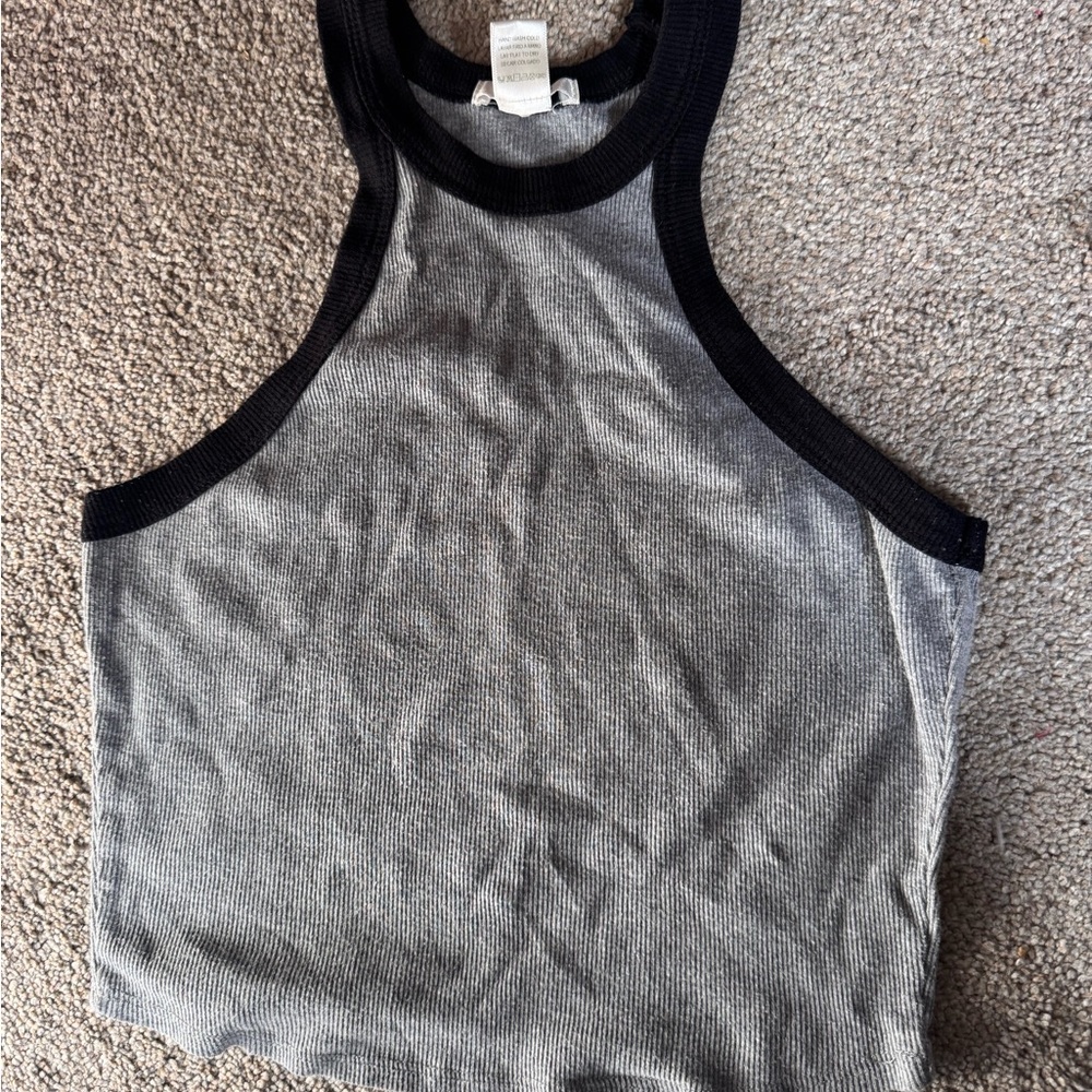 Bozzolo Gray Ribbed Tank with Black Trim